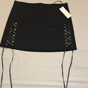 Helmut Lang Elegant Black Corset Lace-Up Mini Skirt sz 12